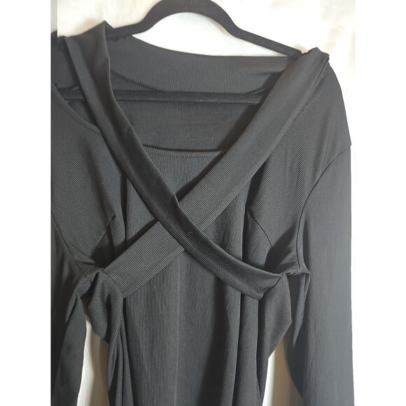 Black Top Cross Back Ballerina Long Sleeve Plus Size XL Unbranded Womens NWOT - Picture 3 of 5